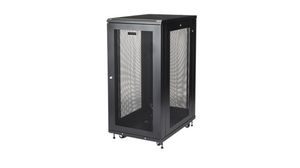 19" Mobile Server Rack Cabinet, Adjustable Depth, Floor Standing, 24U, Steel, Black
