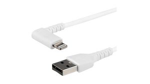 Kabel ładujący z wtyczką pod kątem prostym, Wtyk USB A - Złącze Apple Lightning, 2m, USB 2.0, Biały