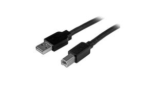 Aktives USB-Kabel, USB A-Stecker - USB B-Stecker, 15m, USB 2.0, Schwarz