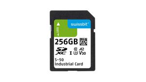 Industrial Memory Card, SD, 256GB, 97MB/s, 38MB/s, Black