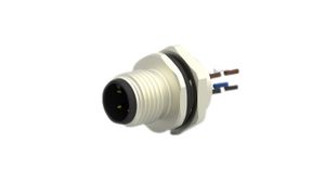 Circular Connector, M12, Socket, Straight, Poles - 4, Wire, Panel Mount