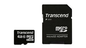 Minneskort, microSD, 4GB, 20MB/s, Svart