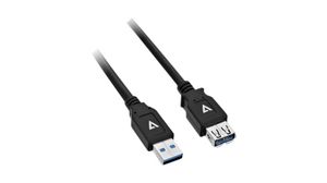 Cable, USB-A Socket - USB-A Plug, 2m, USB 3.0, Black