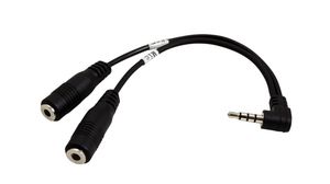 Audio Adapter, Angled, 3.5 mm Plug - 2x 3.5 mm Socket