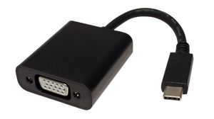 USB-adapter, USB-C han - VGA-stik, 1920 x 1080, Sort