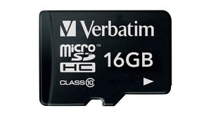Carte mémoire, microSD, 16GB, 80MB/s, 10MB/s, Noir
