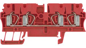 Terminal Block, Tension Clamp, 4 Poles, 800V, 24A, 0.5 ... 4mm², Red