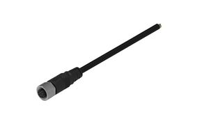 Cable Assembly, Zinc Alloy, M12 Socket - Bare End, 8 Conductors, 2m, IP67, Straight, Black