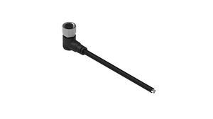 Cable Assembly, Zinc Alloy, M12 Socket - Bare End, 4 Conductors, 2m, IP67, Angled, Black