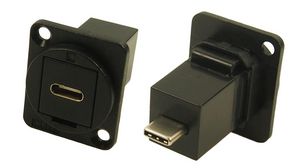 Feed-Through Adapter, Metal Frame, USB 2.0 C Socket - USB 2.0 C Plug