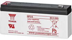 Rechargeable Battery, Lead-Acid, 6V, 3Ah, Blade Terminal, 4.8 mm