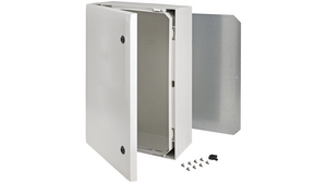 Cabinet, Polycarbonate, 2-point locking,Hinges on the long side, 600x400x210mm, Light Grey, IP66