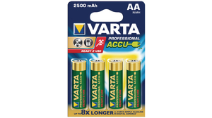 Rechargeable Battery, Ni-MH, AA, 1.2V, 2.6Ah, Pack of 4 pieces