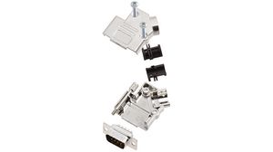 D-Sub Connector Kit, DE-9 Plug, Solder, Steel