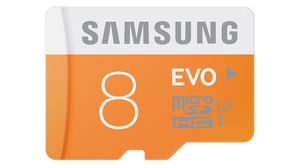 Memory Card, microSD, 8GB, 48MB/s, Orange / Silver