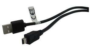 USB A Plug to USB Mini-B 5-Pin Plug Cable 1m Black
