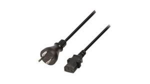AC Power Cable, DK Type K Plug - IEC 60320 C13, 1.8m, Black