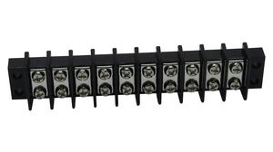 Terminal Strip for Chassis Mounting, Black, 25A, 300V, Poles - 10