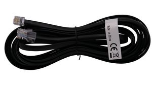 Modulární telefonní kabel, Zástrčka RJ12 - Zástrčka RJ45, Plochý, 500mm, Černá