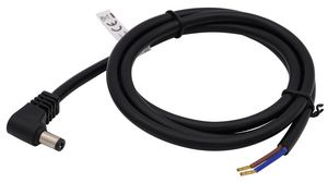 Kabel przyłączeniowy prądu stałego, 2.1x5.5x9.5mm Wtyk - Nieosłonięte końcówki, Kątowy, 500mm, Czarny