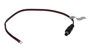Stejnosměrný propojovací kabel, 2.5x5.5x9.5mm Zástrčka - Neizolované konce, Rovný, 300mm, Černá/červená