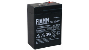 Rechargeable Battery, Lead-Acid, 6V, 4.5Ah, Blade Terminal, 4.8 mm