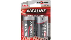 Primary Battery, Alkaline, D, 1.5V, RED, Pack of 2 pieces