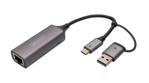 USB Network Adapter, 2.5Gbps, USB-A Plug / USB-C Plug - RJ45 Socket