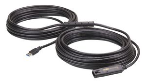 Cable, USB A-stik - USB A-stiksokkel, 15m, USB 3.0, Sort