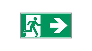 Safety Sign, Emergency Exit, Rectangular, White on Green, Polyester, Safety Condition, 1pcs