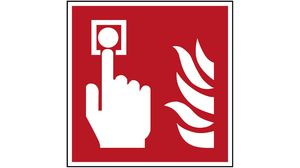 ISO Safety Sign - Fire Alarm Call Point, Square, White on Red, Polyester, Safety Condition, 1pcs