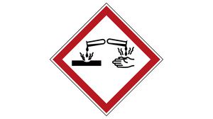 GHS Symbol - Corrosive, Diamond, Black / Red on White, Polyester, Warning, 250pcs