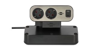 Desk Outlet estilo Duplex 9x DE Type F (CEE 7/3) Socket / USB-A Socket / USB-C Socket - FR Type E (CEE 7/6) Plug 2m