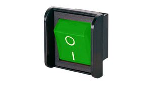 Rocker Switch, 16 A, 2NO, 250V, ON-OFF, Black / Green