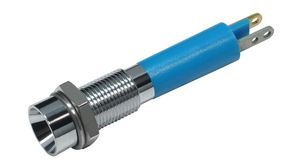 LED kontrolka, Modrá, 26mcd, 24V, 6mm, IP67