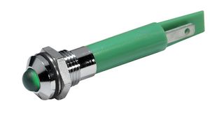 Lysdiodsindikator, Grön, 5mcd, 230V, 8mm, IP67