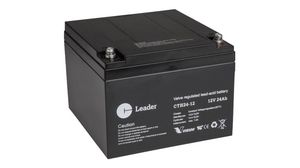 Rechargeable Battery, Lead-Acid, 12V, 24Ah, Screw Terminal, M6