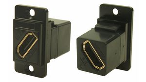 Genomföringsadapter, metallram, svart, 7680 × 4320, HDMI-sockel - HDMI-sockel