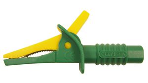Krokodilleklemme med 4 mm kontakt 1kV 10A Grønn/gul