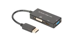 Flerportsadapter, DisplayPort-kontakt - HDMI-uttag / DVI-uttag / VGA-uttag, Svart