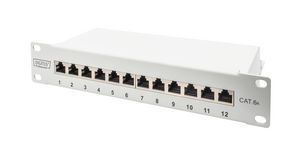 10 GbE-Patchpanel, Cat.6a, 12x RJ45, 10"