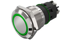 Illuminated Pushbutton Switch Latching Function 1CO LED Green Ring Screw Terminal
