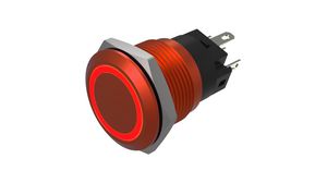 Illuminated Pushbutton Switch Momentary Function 1CO LED Red Soldering Terminal