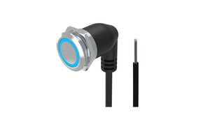 Illuminated Pushbutton Switch Angled Latching Function 1CO 35 V LED Blue Ring Open End