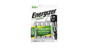 Rechargeable Battery, Ni-MH, AA, 1.2V, 1.3Ah, Pack of 4 pieces