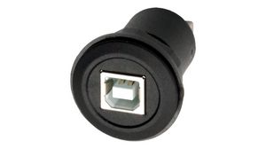 Feed-Through Adapter with Lock Nut, USB 2.0 B Socket - USB 2.0 A Socket