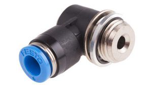 QS Series Elbow Threaded Adaptor, G 1/4 Male to Push In 6 mm, Threaded-to-Tube Connection Style, 186149