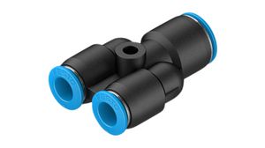 Y-Fitting, Compressed Air, Brass, 48.1mm, Ø10 mm, Push-In Connector
