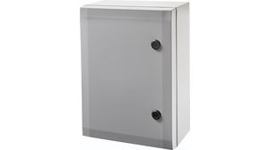 Cabinet, PC - Grey cover, 2-point locking, hinges on the long side, 300 x 400 x 210 mm