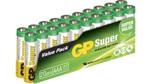 Primary Battery, Alkaline, AAA, 1.5V, Super, Pack of 20 pieces
